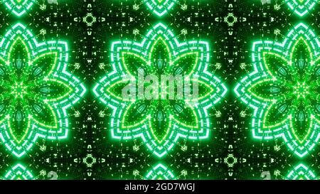 Kaléidoscope de concept de matrice verte brillante Banque D'Images