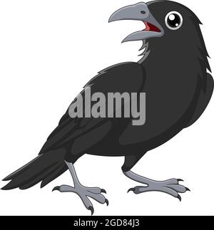 Cartoon crow isolé sur fond blanc Illustration de Vecteur