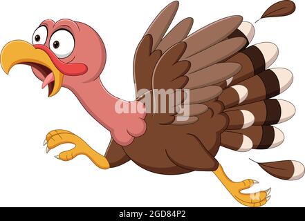 Dessin animé drôle oiseau de dinde course Illustration de Vecteur