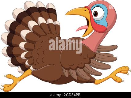 Dessin animé drôle oiseau de dinde course Illustration de Vecteur