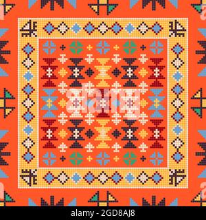 Motif vectoriel de broderie d'art populaire géorgien traditionnel Illustration de Vecteur