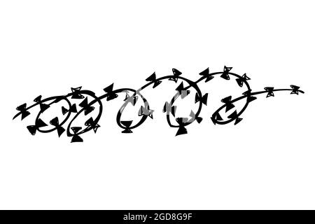 Esquisse du fil barbelé de la couture courbée Illustration de Vecteur