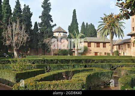 Jardins du Partal, Alhambra à Grenade, Andalousie, Espagne Banque D'Images