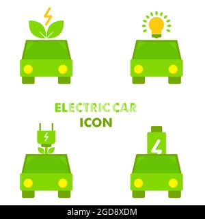 voiture électrique avec icône de puissance énergétique. concept de conception d'icône de voiture électrique. icône vecteur Banque D'Images