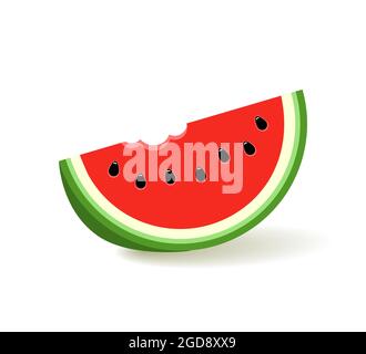 Pièce de pastèque d'illustration réaliste. Demi-pastèque aux graines, Illustration de Vecteur