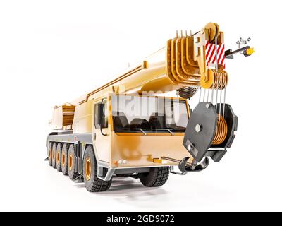 Rendu 3D de la grue mobile sur fond blanc Banque D'Images