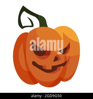 Tête de citrouille effrayante. Personnage d'Halloween en style caricature. Illustration de Vecteur