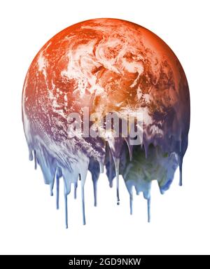 La fonte chaude et goutte à goutte de la planète Terre inhabitable, le réchauffement de la planète le changement climatique concept Banque D'Images