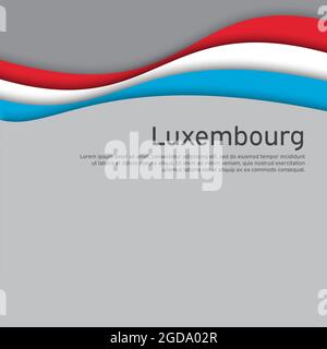 Abstrait agitant le drapeau luxembourgeois. Style de coupe de papier. Fond créatif pour le design de la carte de vacances patriotique. Affiche nationale. Etat luxembourgeois patri Illustration de Vecteur