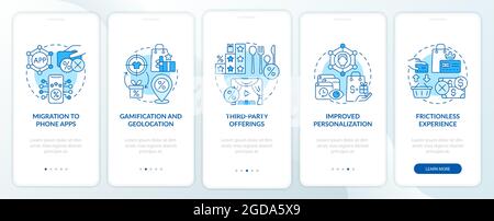 Tendances des programmes de fidélité écran bleu de la page d'application mobile d'intégration Illustration de Vecteur