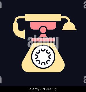 Icône de couleur RVB du téléphone vintage pour thème sombre Illustration de Vecteur