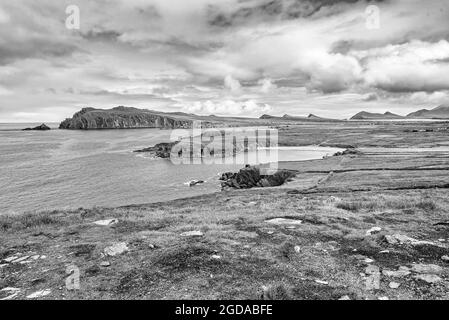 Ballyferrer , sur la péninsule de Dingle et vers les trois Sœurs (Munster, Irlande du Sud-Ouest) Banque D'Images