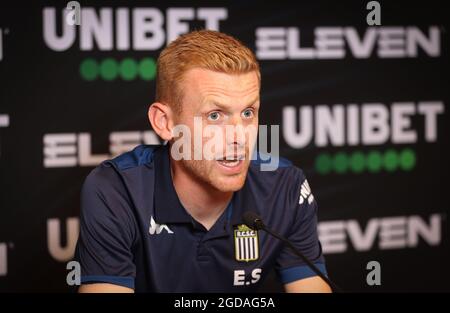 Edward, entraîneur-chef de Charleroi, toujours photographié lors de la conférence de presse hebdomadaire de l'équipe belge de football de première division Sporting Charleroi, jeudi 12 Banque D'Images