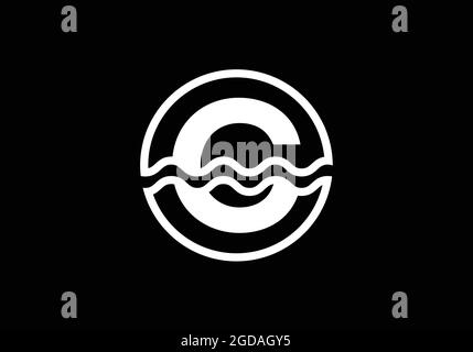 Lettre C monogramme initiale dans un cercle avec des vagues d'eau. Logo vague d'eau. Logo pour l'océan, les affaires liées à la mer et l'identité de l'entreprise Illustration de Vecteur