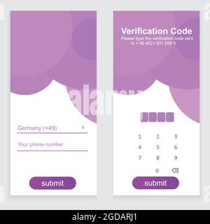 Processus de vérification du code par numéro de téléphone. Autorisation. Conception de l'autorisation. Conception UI UX Illustration de Vecteur
