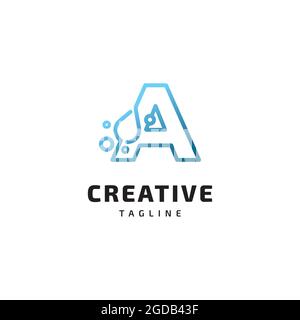 Lettre UN modèle vectoriel de dessin de motif de logo de l'alphabet de l'eau Illustration de Vecteur