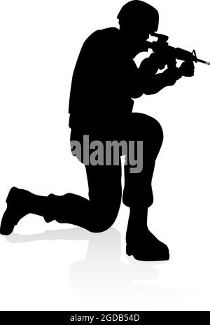 Soldat Silhouette Illustration de Vecteur