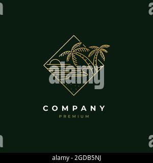 Modèle vectoriel d'illustration de la conception du logo Palm Beach Illustration de Vecteur