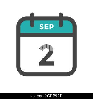 2 septembre jour civil ou date calendrier pour la date limite et la date de rendez-vous Illustration de Vecteur