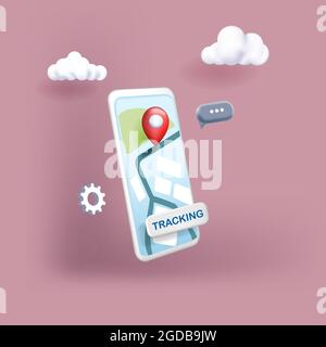 Smartphone mobile avec suivi de la livraison des applications. Illustration de Vecteur