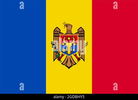 Drapeau de la République de Moldova soufflant dans le vent. Texture d'arrière-plan. Chișinău. Illustration 3d. Rendu 3d. Banque D'Images