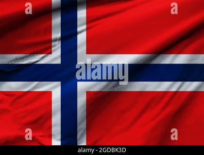 Drapeau du Royaume de Norvège soufflant dans le vent. Texture d'arrière-plan. Oslo. Illustration 3d. Rendu 3d. Banque D'Images