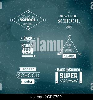 Retour à l'école. Mise en place : bienvenue sur les étiquettes de rentrée. Illustration vectorielle, conception plate Illustration de Vecteur
