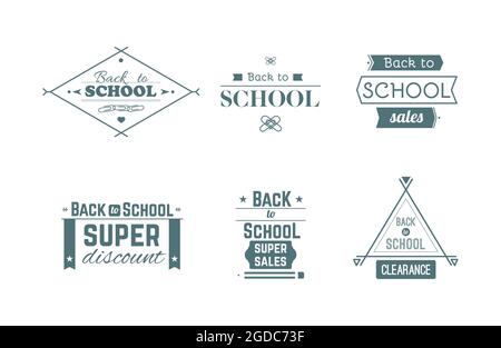 Retour à l'école. Mise en place : bienvenue sur les étiquettes de rentrée. Illustration vectorielle, conception plate Illustration de Vecteur