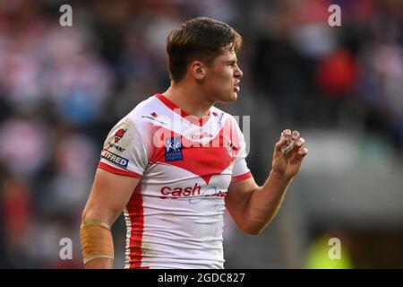 Jack Welsby (18) de St Helens donne des instructions à son équipe pendant le match à, le 8/12/2021. (Photo de Craig Thomas/News Images/Sipa USA) crédit: SIPA USA/Alay Live News Banque D'Images