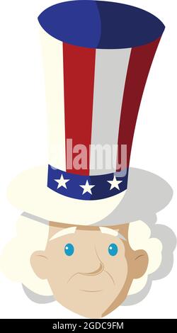 Avatar de l'oncle sam isolé avec un chapeau américain Vector Illustration de Vecteur