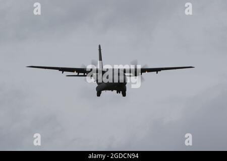 96-6046, une CASA CN-235-300 exploitée par le 427e Escadron des opérations spéciales, une unité secrète de la United States Air Force, arrivant à l'aéroport international de Prestwick à Ayrshire, en Écosse. Banque D'Images