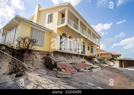 Vero Beach Florida météo ouragan Jeanne dégâts vent, tempête météo destruction maison bord de mer vague érosion marée, Banque D'Images