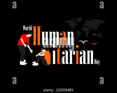Journée mondiale de l'humanitaire. Bannière et poster de la journée de la personne pour les médias sociaux et les médias imprimés. Illustration de Vecteur