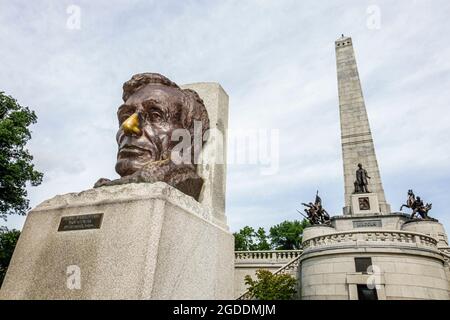 Illinois Springfield Oak Ridge Cemetery, Abraham Lincoln Tomb & War Memorials State Historic site, monument commémoratif buste sculpture Gutzon Borglum chabp Banque D'Images