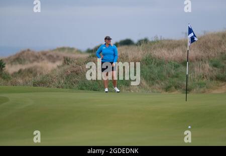 Leven, Royaume-Uni. 11 août 2021. Alice Hewson (Angleterre) pendant le pro-am à l'Open d'Écosse des femmes du Golf Trust à Dumbarnie Links, Leven, Fife, Écosse. Crédit: SPP Sport presse photo. /Alamy Live News Banque D'Images