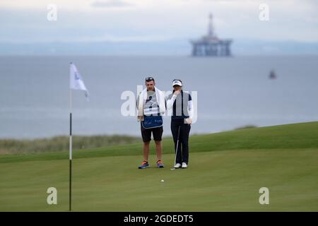 Leven, Royaume-Uni. 11 août 2021. Kelsey MacDonald (Écosse) pendant le pro-am à l'Open d'Écosse des femmes du Golf Trust à Dumbarnie Links, Leven, Fife, Écosse. Crédit: SPP Sport presse photo. /Alamy Live News Banque D'Images