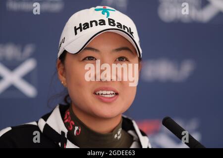 Leven, Royaume-Uni. 11 août 2021. Minjee Lee (Australie) participe à une conférence de presse virtuelle à l'Open d'Écosse des femmes du Golf Trust à Dumbarnie Links, Leven, Fife, Écosse. Crédit: SPP Sport presse photo. /Alamy Live News Banque D'Images