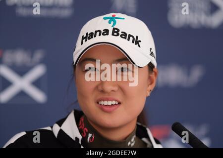 Leven, Royaume-Uni. 11 août 2021. Minjee Lee (Australie) participe à une conférence de presse virtuelle à l'Open d'Écosse des femmes du Golf Trust à Dumbarnie Links, Leven, Fife, Écosse. Crédit: SPP Sport presse photo. /Alamy Live News Banque D'Images