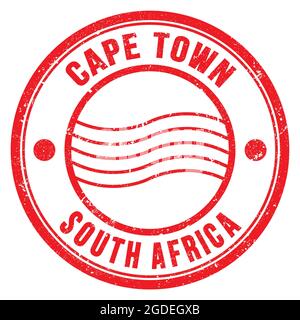 CAPE TOWN - AFRIQUE DU SUD, mots écrits sur le timbre postal rond rouge Banque D'Images