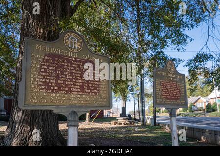 Greenville, Géorgie, États-Unis-nov 14, 2020: Repères historiques à court Square à Greenville, GA. Banque D'Images