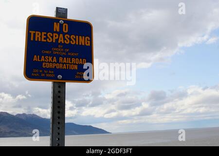 Pas d'intrusion d'Alaska Railroad Corporation en Alaska, aux États-Unis. Banque D'Images