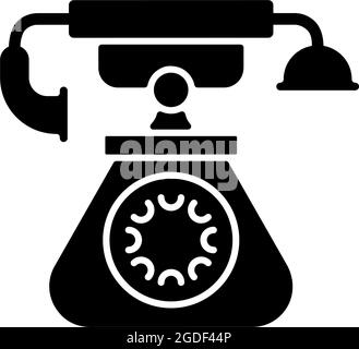 Icône de glyphe noir de téléphone vintage Illustration de Vecteur