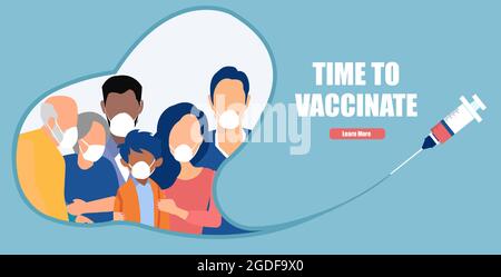 Bannière concept de l'immunisation familiale contre le coronavirus Illustration de Vecteur