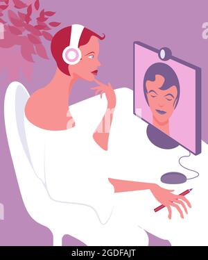 fille parlant à un collègue Illustration de Vecteur