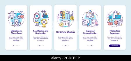 Tendances des programmes de fidélité écran de la page d'application mobile d'intégration Illustration de Vecteur