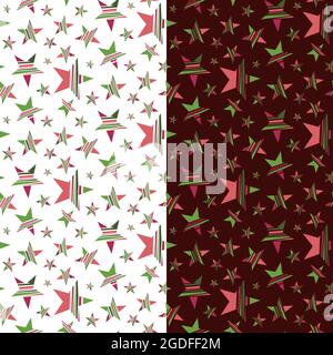 Motif rayé sans coutures étoiles. Couleur aléatoire, palette de noël du nouvel an. Arrière-plan marron, blanc, facile à modifier. Vecteur Illustration de Vecteur
