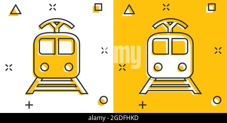 Cartoon Vector icône transport train dans le style comique. Inscrivez-Train illustration pictogramme. Entreprise de transport effet splash concept. Illustration de Vecteur