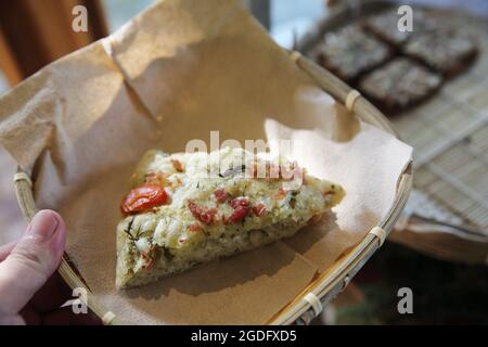 Panini aux tomates rôties en gros plan Banque D'Images