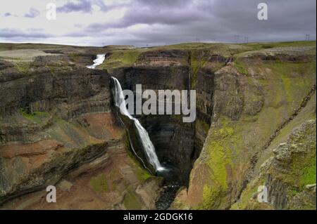 Háifoss, la quatrième plus haute cascade d'Islande Banque D'Images