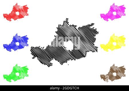 Bamberg district (République fédérale d'Allemagne, district rural haute-Franconie, État libre de Bavière) carte illustration vectorielle, scribble sketch Bamberg Illustration de Vecteur
